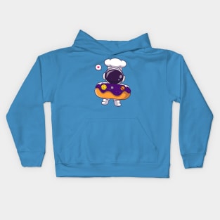 Cute Astronaut Chef With Donut Space Cartoon Kids Hoodie